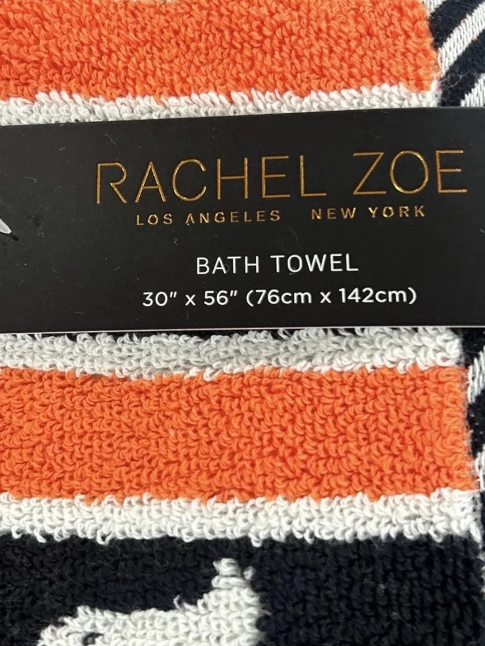 Rachel Zoe Orange, Blue and White Halloween Ghost Cotton Bath Towels 30”x56”